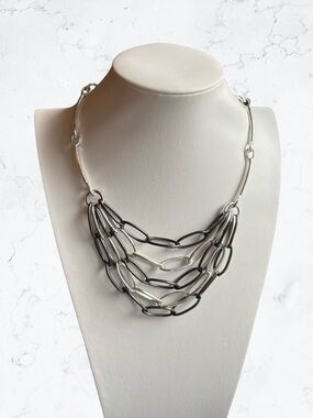 Premier Designs Multi-Strand Silver Link Bib Necklace